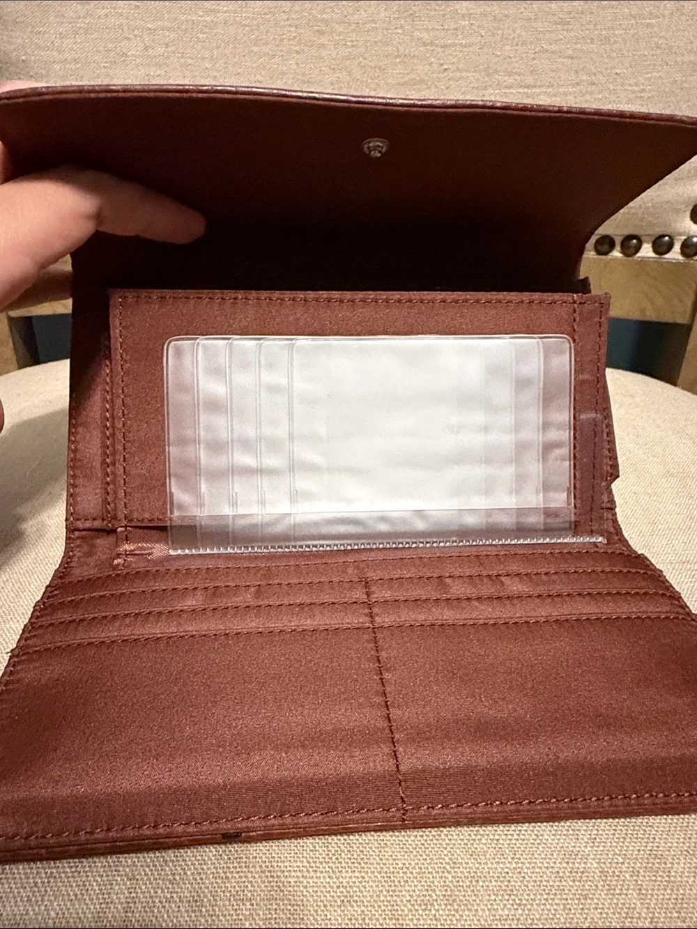 Etienne Aigner Beige Canvas Logo Wallet
